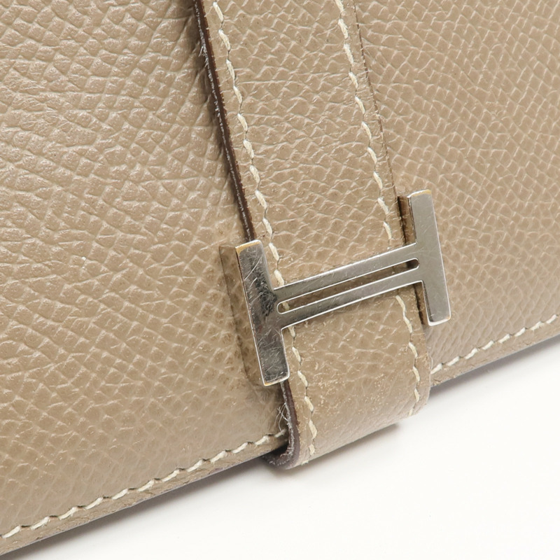 HERMES Epsom皮革Bearn Long Wallet銀扣長錢包Etoupe-10