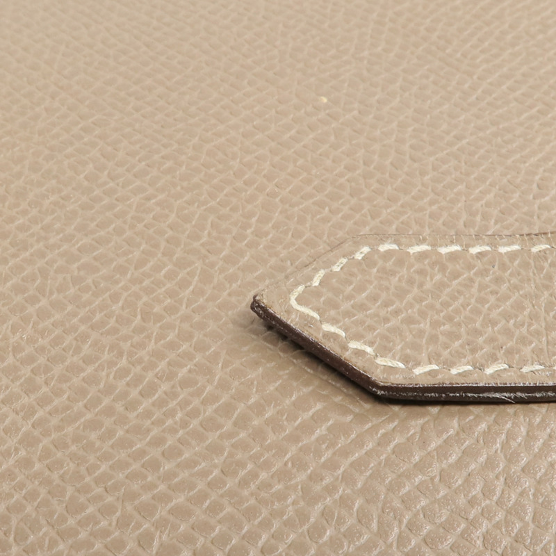 HERMES Epsom皮革Bearn Long Wallet銀扣長錢包Etoupe-11