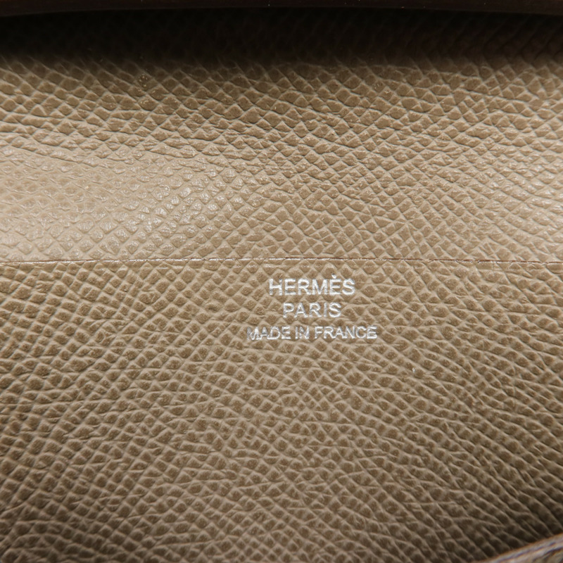HERMES Epsom皮革Bearn Long Wallet銀扣長錢包Etoupe-13