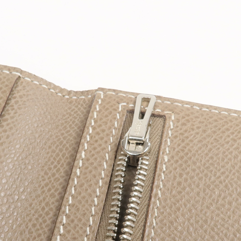 HERMES Epsom皮革Bearn Long Wallet銀扣長錢包Etoupe-15