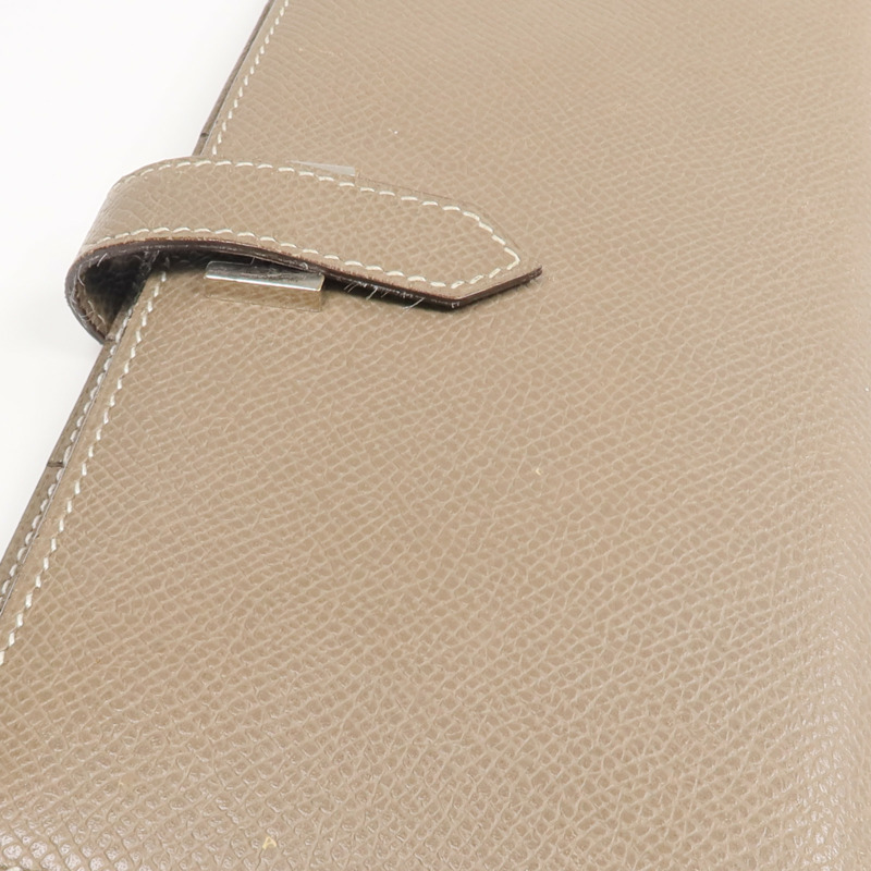 HERMES Epsom皮革Bearn Long Wallet銀扣長錢包Etoupe-19