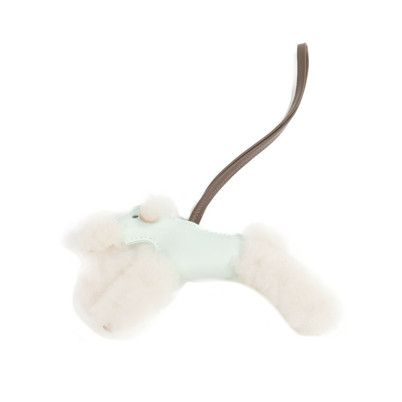 HERMES Milo皮革/羊毛Budy Charm掛飾Vert Peppermint/Chocolat-0