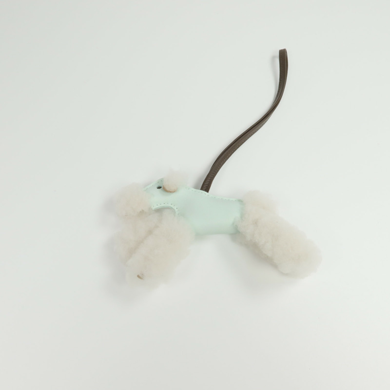 HERMES Milo皮革/羊毛Budy Charm掛飾Vert Peppermint/Chocolat-2