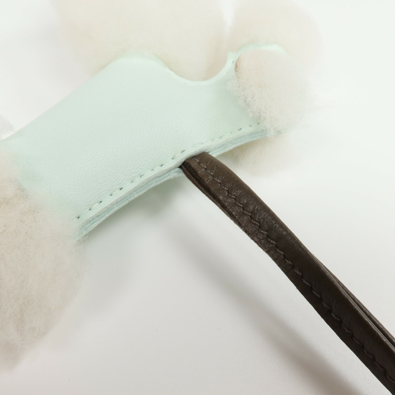 HERMES Milo皮革/羊毛Budy Charm掛飾Vert Peppermint/Chocolat-4