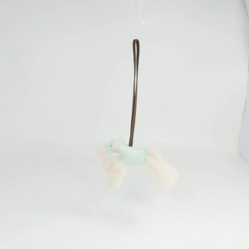 HERMES Milo皮革/羊毛Budy Charm掛飾Vert Peppermint/Chocolat-6