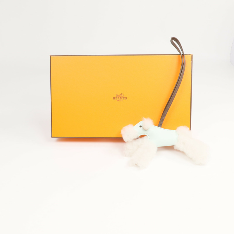 HERMES Milo皮革/羊毛Budy Charm掛飾Vert Peppermint/Chocolat-7
