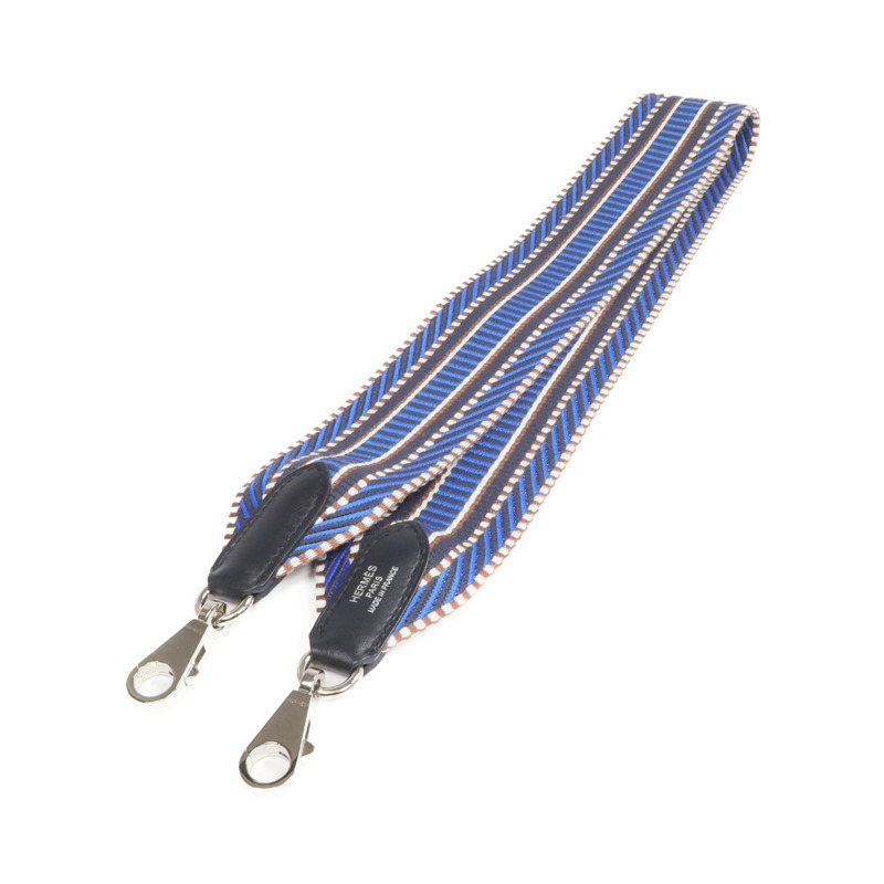 HERMES 帆布Shoulder Strap銀扣肩帶-4