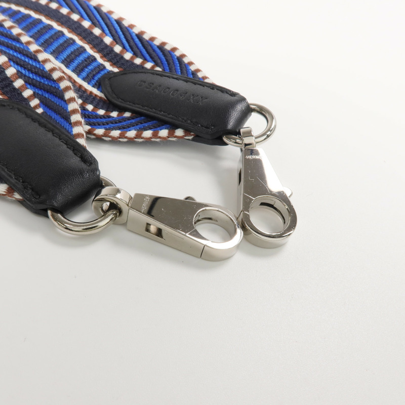 HERMES 帆布Shoulder Strap銀扣肩帶-7