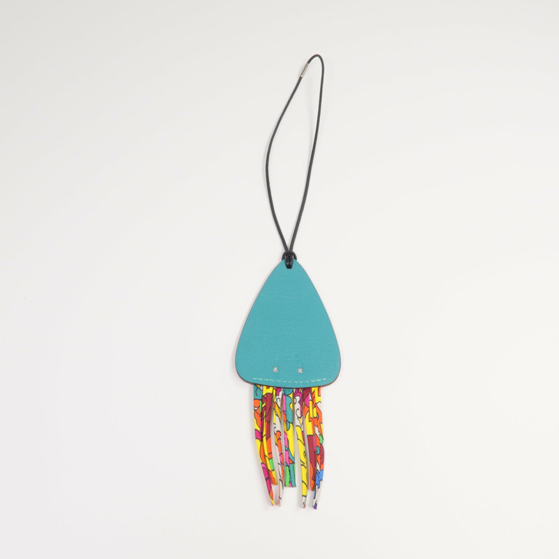 HERMES Clemence/Chevre皮革/絲質H Squid Charm掛飾-2