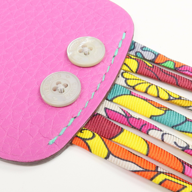 HERMES Clemence/Chevre皮革/絲質H Squid Charm掛飾-4