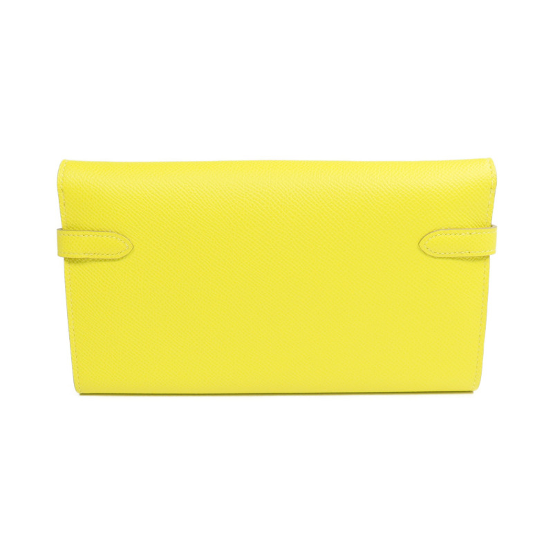 HERMES Epsom皮革Kelly Wallet銀扣長錢包Jaune de Naples-1