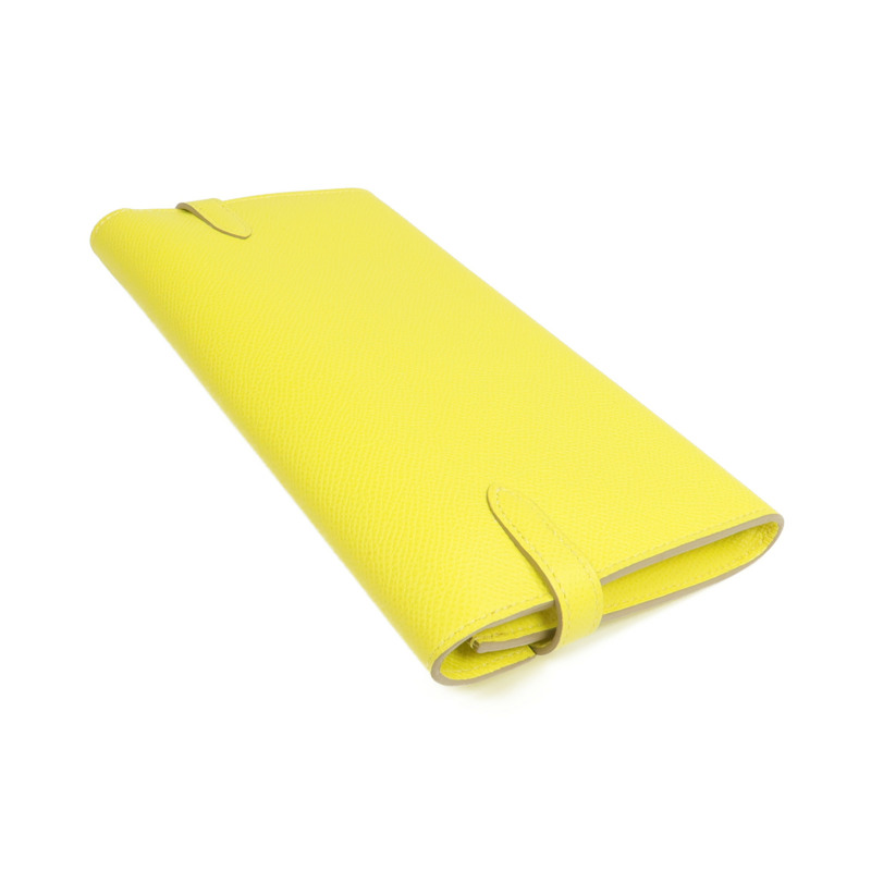 HERMES Epsom皮革Kelly Wallet銀扣長錢包Jaune de Naples-4