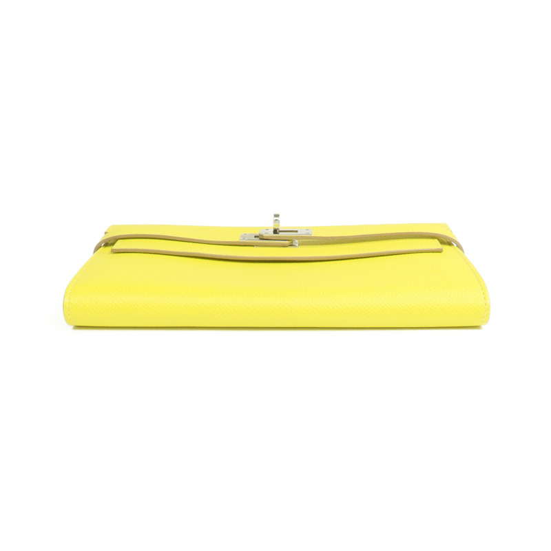 HERMES Epsom皮革Kelly Wallet銀扣長錢包Jaune de Naples-5