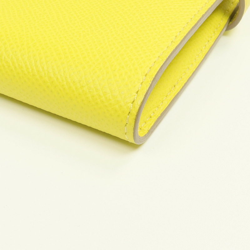 HERMES Epsom皮革Kelly Wallet銀扣長錢包Jaune de Naples-6