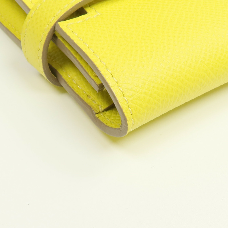 HERMES Epsom皮革Kelly Wallet銀扣長錢包Jaune de Naples-8