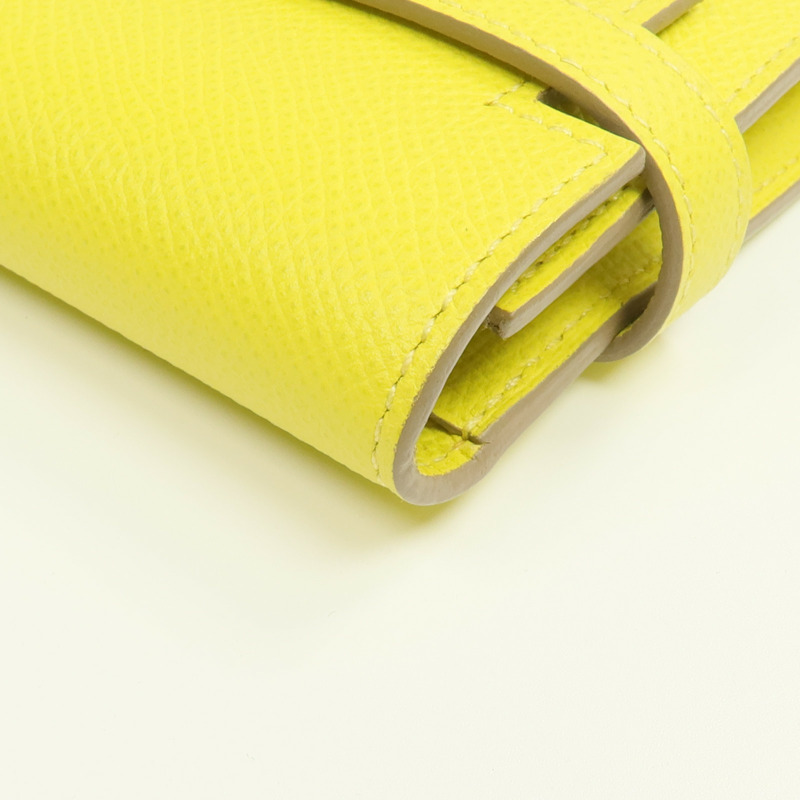 HERMES Epsom皮革Kelly Wallet銀扣長錢包Jaune de Naples-9