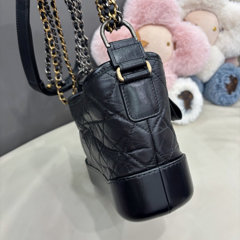 香奈兒/Chanel 黑金小號流浪包 菱格紋鏈條包-2
