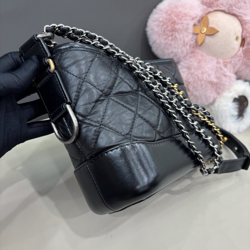 香奈兒/Chanel 黑金小號流浪包 菱格紋鏈條包-3