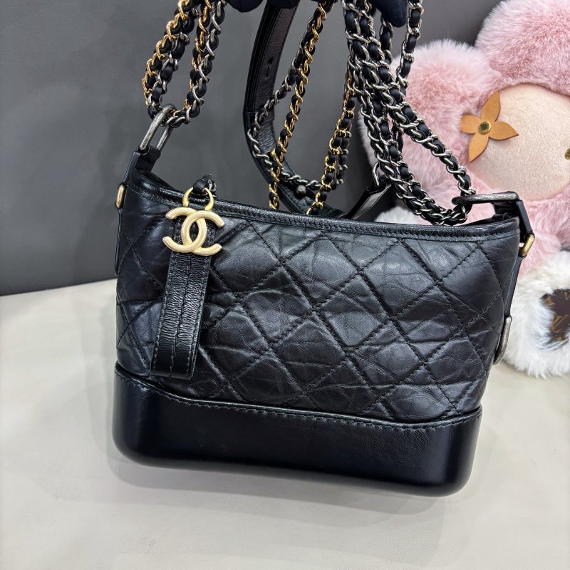 香奈兒/Chanel 黑金小號流浪包 菱格紋鏈條包-6
