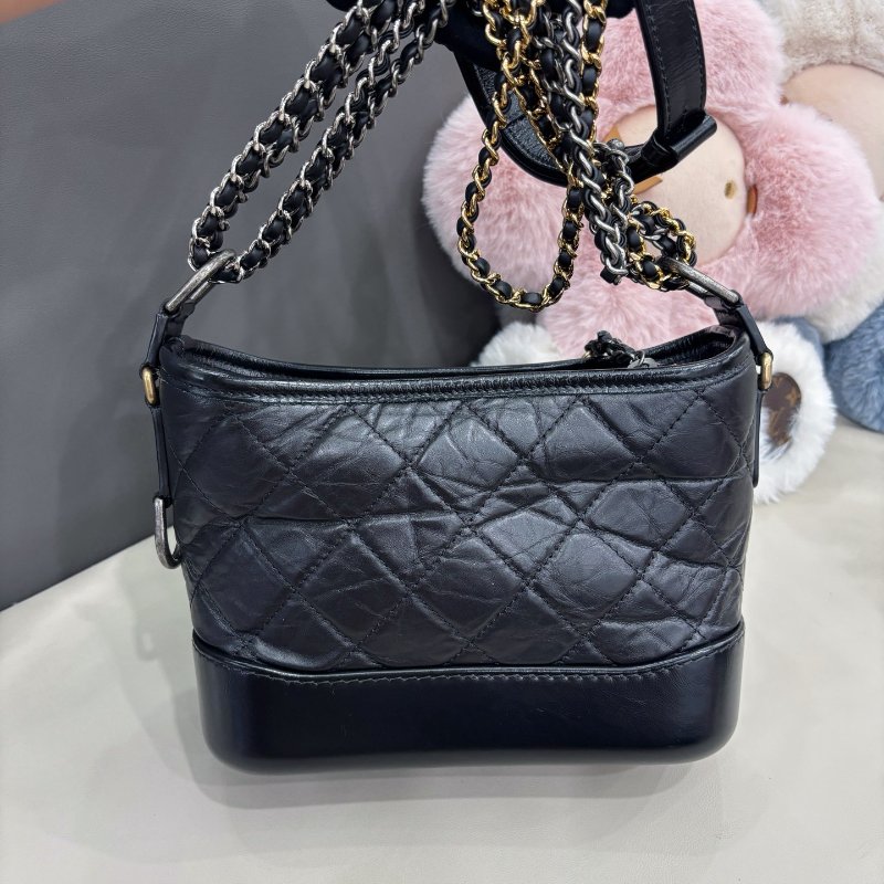 香奈兒/Chanel 黑金小號流浪包 菱格紋鏈條包-7