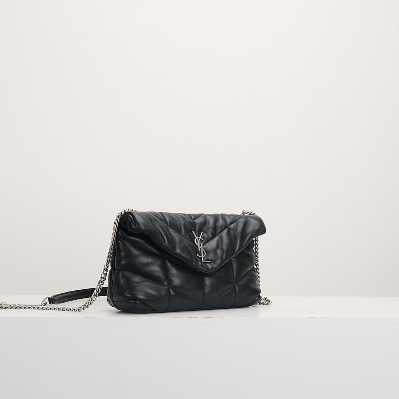 二手YSL Puffer mini 黑銀-1