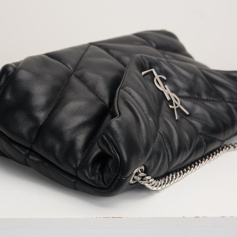 二手YSL Puffer mini 黑銀-4