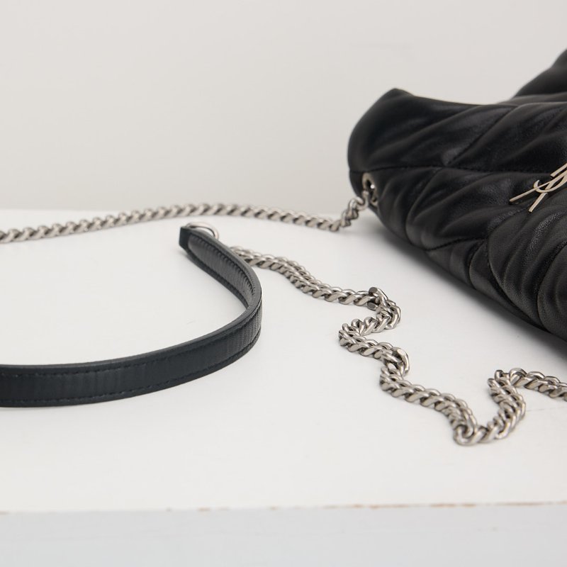 二手YSL Puffer mini 黑銀-15