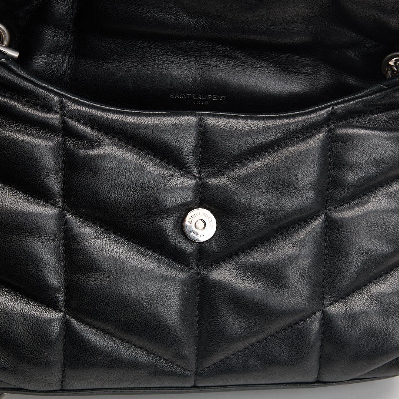 二手YSL Puffer mini 黑銀-17