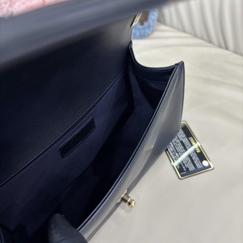 香奈兒/Chanel 全皮藍黑編織leboy中號鏈條包-8