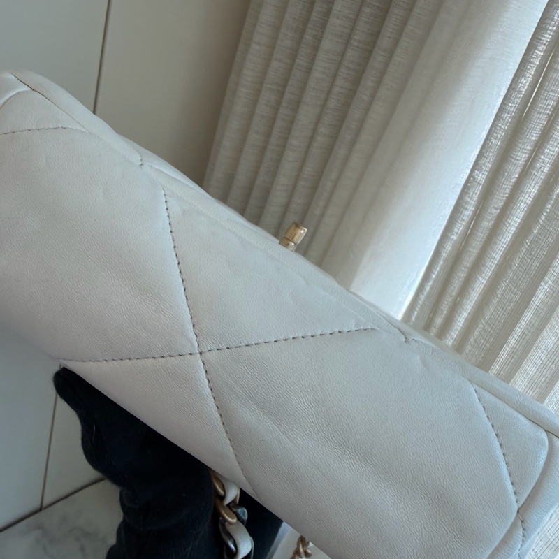 CHANEL 白色19bag 晶片款/購證/手袋🤍金銀鏈條-5