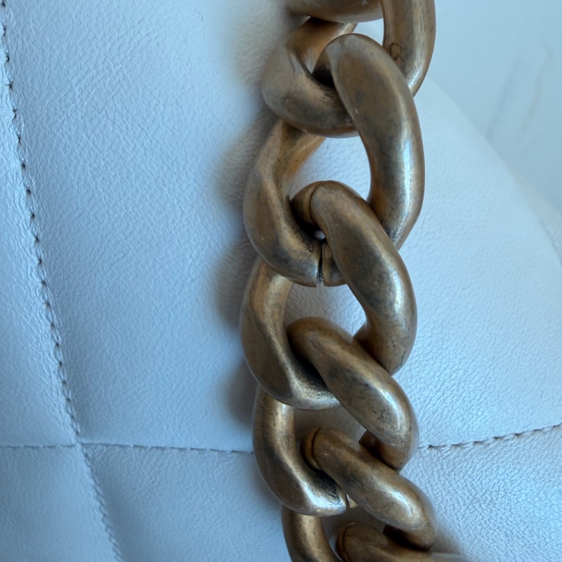CHANEL 白色19bag 晶片款/購證/手袋🤍金銀鏈條-12