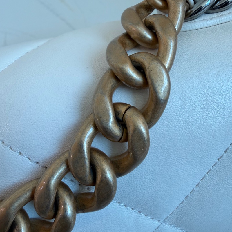 CHANEL 白色19bag 晶片款/購證/手袋🤍金銀鏈條-13