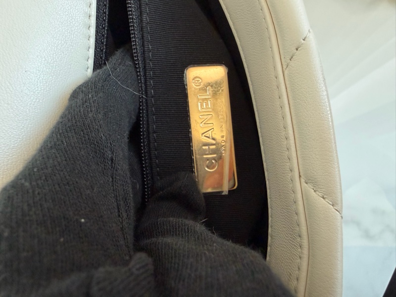 CHANEL 白色19bag 晶片款/購證/手袋🤍金銀鏈條-22