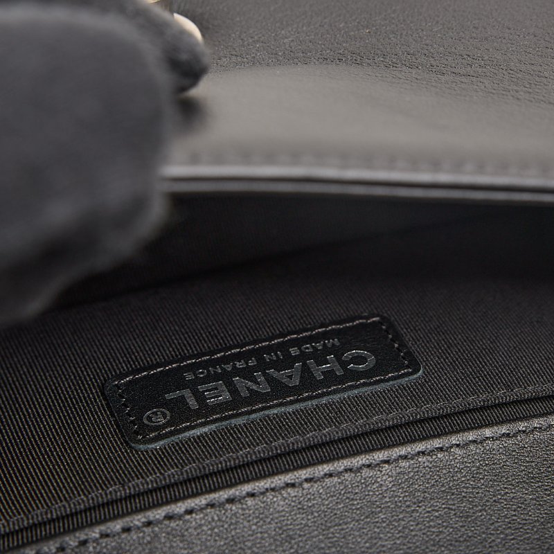 二手Chanel Boy20 山形紋黑銀牛-18