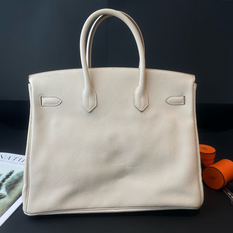 HERMES愛馬仕 Birkin35 奶昔白金扣 Togo皮手提包-1