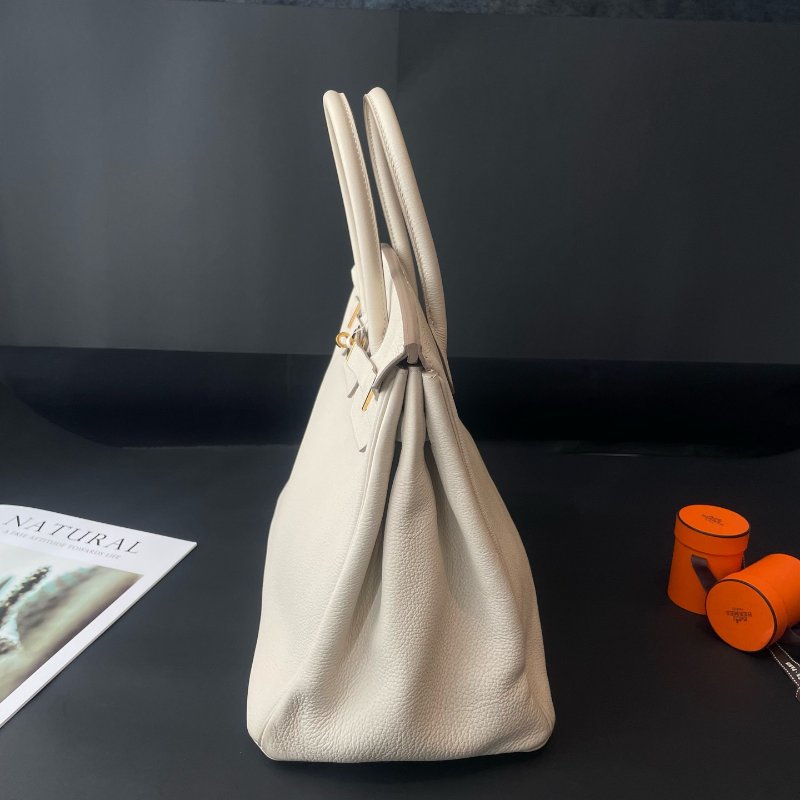 HERMES愛馬仕 Birkin35 奶昔白金扣 Togo皮手提包-2