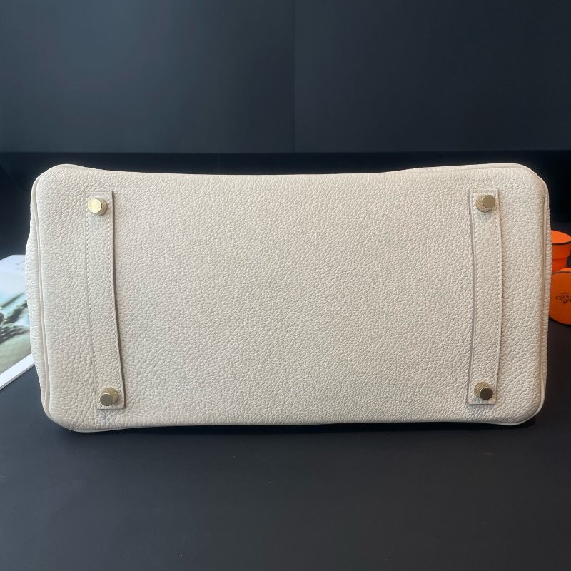 HERMES愛馬仕 Birkin35 奶昔白金扣 Togo皮手提包-7
