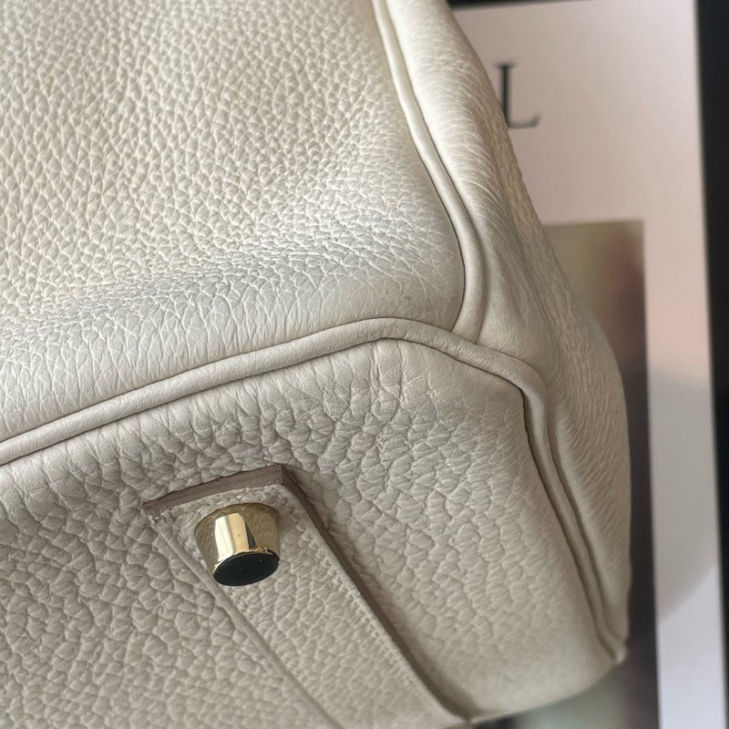 HERMES愛馬仕 Birkin35 奶昔白金扣 Togo皮手提包-8