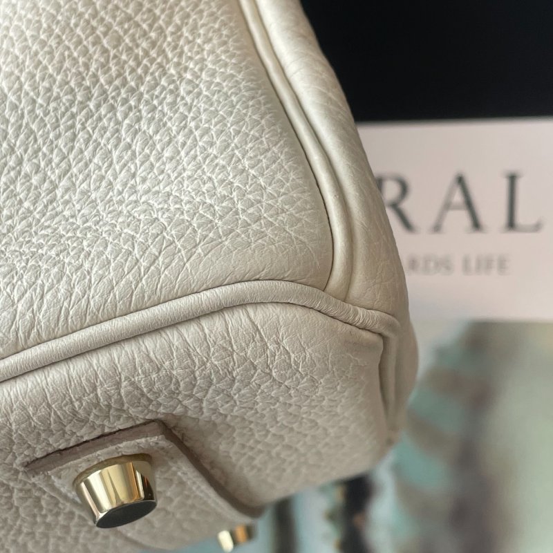 HERMES愛馬仕 Birkin35 奶昔白金扣 Togo皮手提包-10