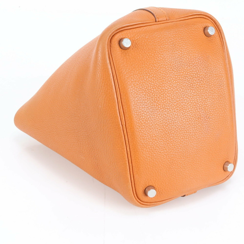 愛馬仕 Hermès □H 錒刻 Picotin PM 橙色皮革手提包，女士款-3