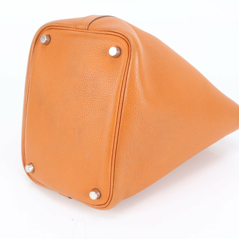 愛馬仕 Hermès □H 錒刻 Picotin PM 橙色皮革手提包，女士款-4
