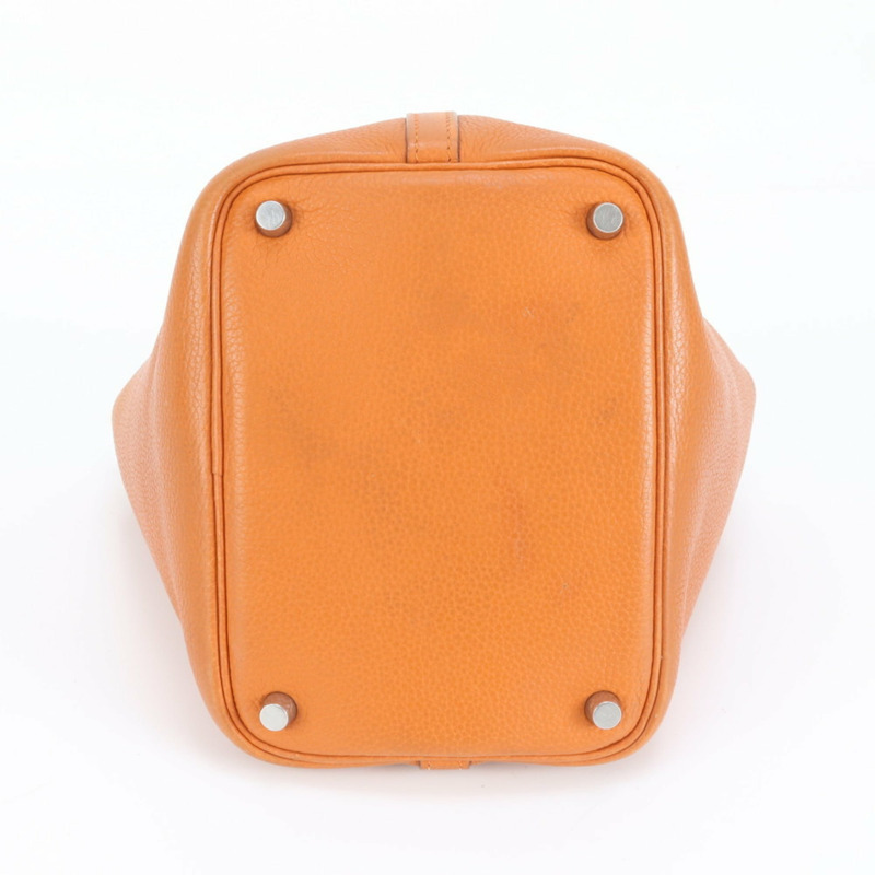 愛馬仕 Hermès □H 錒刻 Picotin PM 橙色皮革手提包，女士款-5