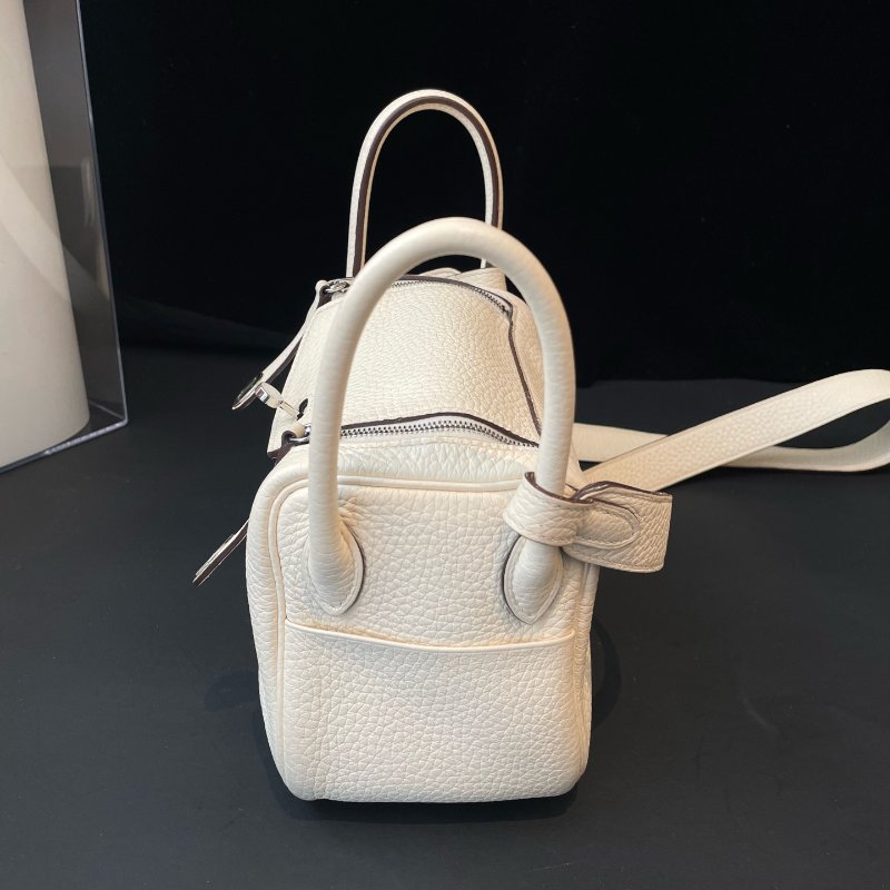 Hermes愛馬仕 Lindy奶油白銀扣迷你手提肩背包 tc皮-2