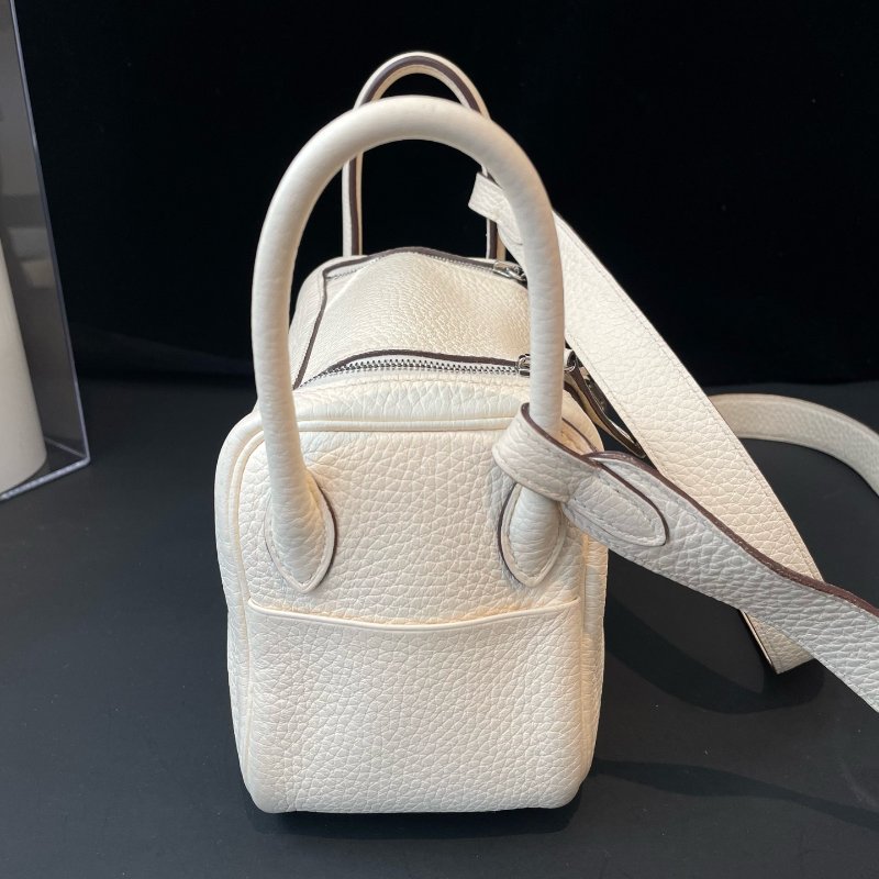 Hermes愛馬仕 Lindy奶油白銀扣迷你手提肩背包 tc皮-3