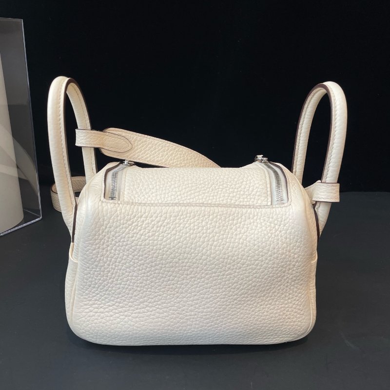 Hermes愛馬仕 Lindy奶油白銀扣迷你手提肩背包 tc皮-7