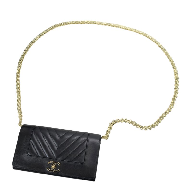 CHANEL *自加鏈＞送無品牌扣＋無品牌鏈帶* CC 長銀包 WOC-0