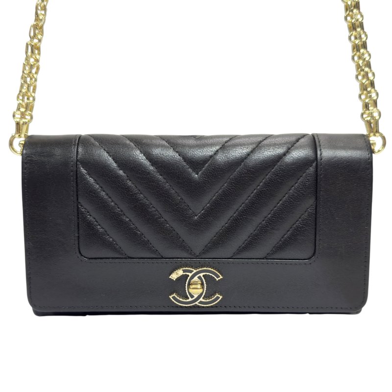 CHANEL *自加鏈＞送無品牌扣＋無品牌鏈帶* CC 長銀包 WOC-2