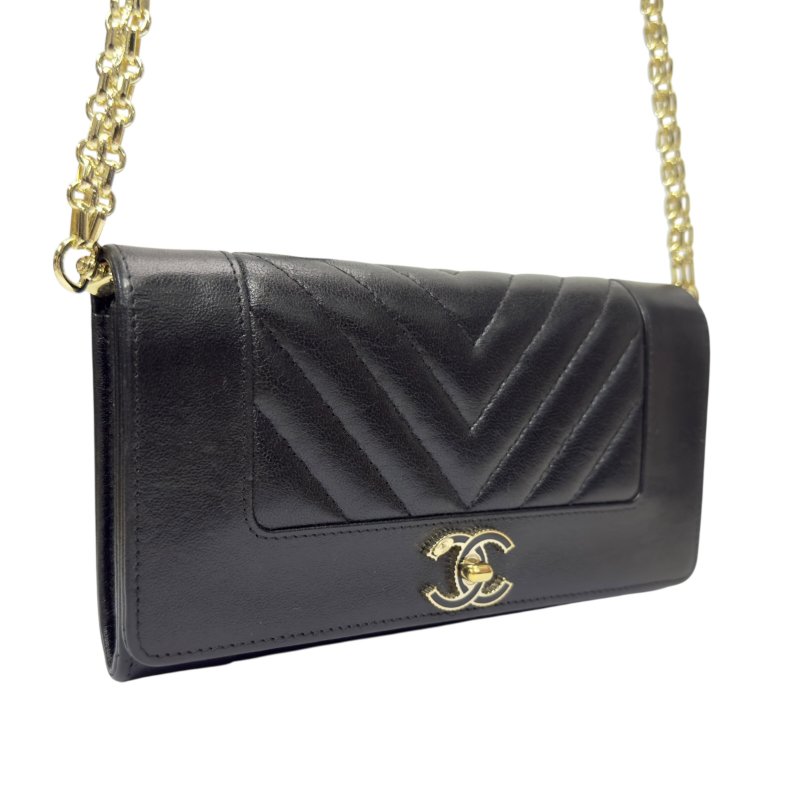 CHANEL *自加鏈＞送無品牌扣＋無品牌鏈帶* CC 長銀包 WOC-4