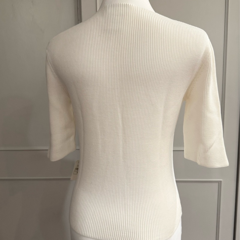 《新歡舊愛》閒置新品正品CHANEL香奈兒白色五分繡針織上衣-5