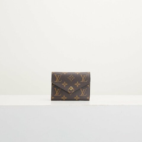 二手Lv Victortine三折短夾/棕老花 晶片款